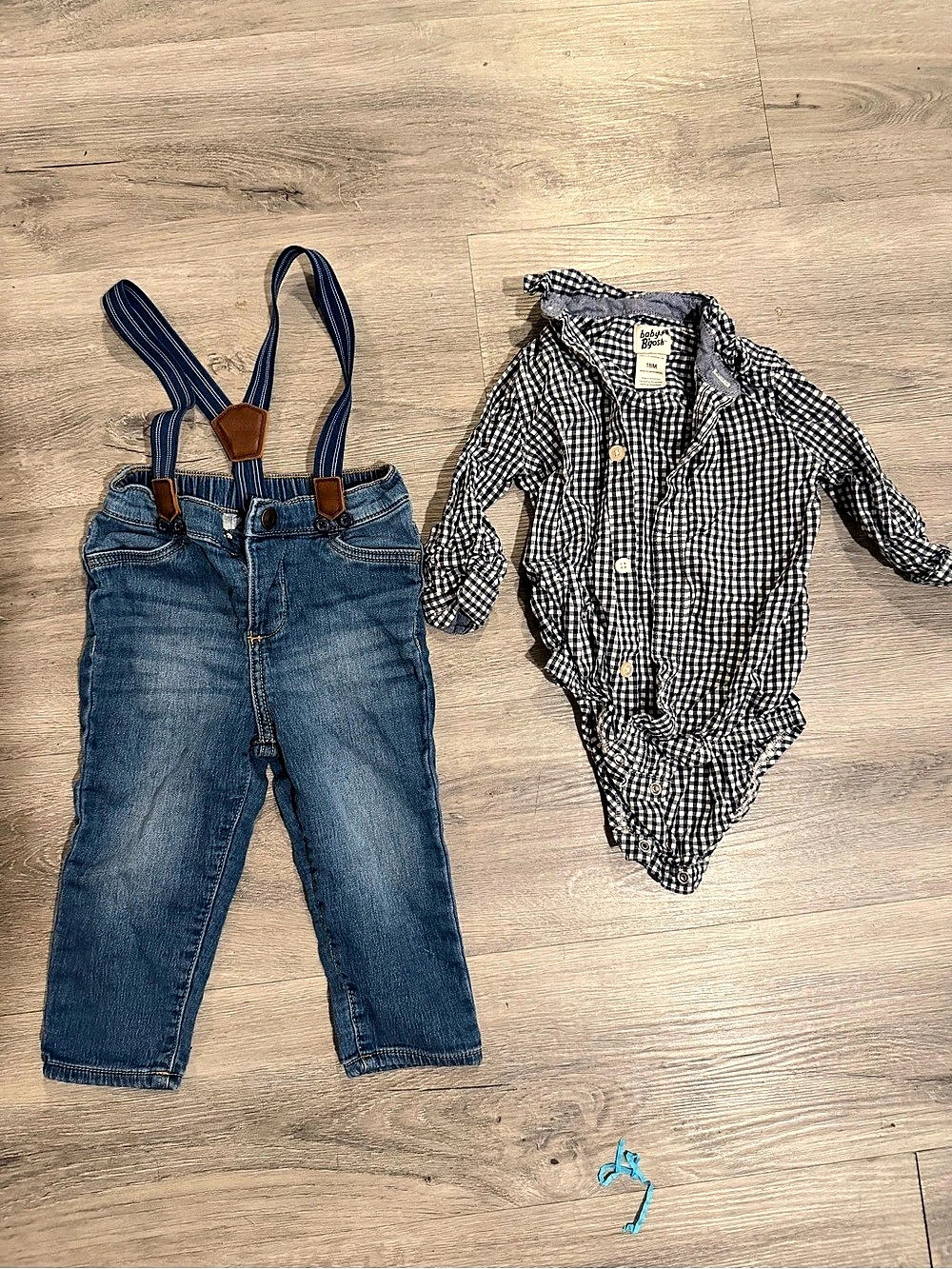 Oshkosh Gingham Overall Set in Black & White